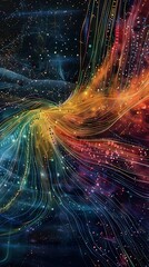 Colorful Abstract Galaxy and Holographic Waves Art, To add a touch of creativity, innovation, and modern aesthetics to any digital design project, or