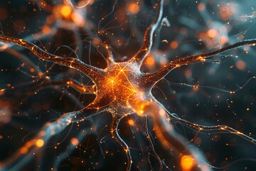 a close up of a nerve cell - obrazy, fototapety, plakaty