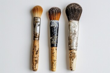 a group of brushes on a white surface