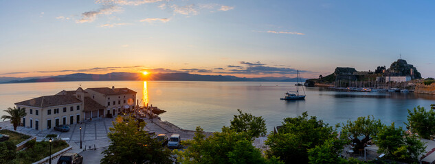 Beautiful sunrise on the island of Corfu