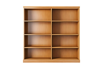 Modern empty wooden Bookshelf (PNG) isolated on transparent background