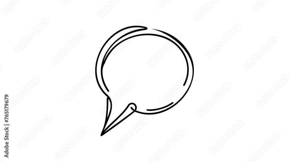 Aufkleber continuous one line drawing of speech bubble, black and white graphics vector minimalist linear illu