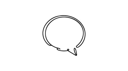 Continuous one line drawing of speech bubble, Black and white graphics vector minimalist linear illustration made of single line.