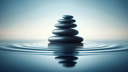 Zen Stones on Calm Water Minimalist Serenity