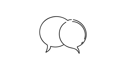 Continuous one line drawing of speech bubble, Black and white graphics vector minimalist linear illustration made of single line.
