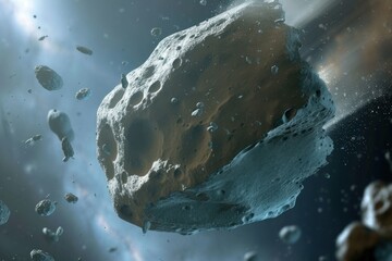 Asteroids in Close Space: Amazing Shapes in the Image - obrazy, fototapety, plakaty
