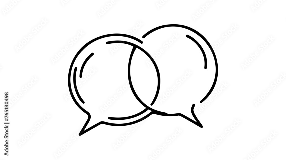 Poster continuous one line drawing of speech bubble, black and white graphics vector minimalist linear illu