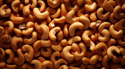 Fotobehang Food photography, fresh cashew nuts seamless background © jiejie