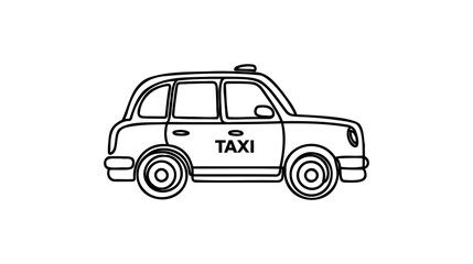 Single continuous one line drawing of the taxi car uses a meter, GPS, and can be ordered online.