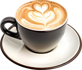 A coffee cup with latte art on it