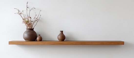 There are two vases placed on a shelf, each containing different types of colorful flowers