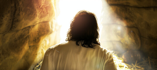 Easter Sunday. Resurrection of Jesus Christ in Holy Week. He has risen	 - obrazy, fototapety, plakaty