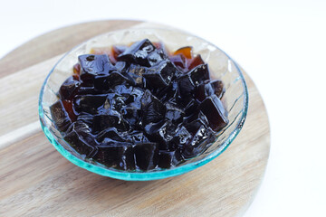 Grass jelly, herbal dessert. Mesona chinensis