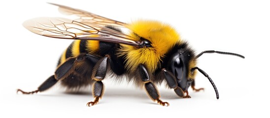 A close-up of a bee with a yellow and black body - Powered by Adobe