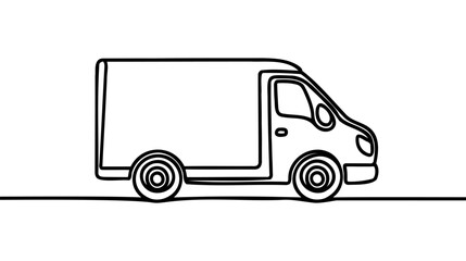 Single one line drawing delivery van. Vehicle concept. Continuous line draw design graphic vector illustration.