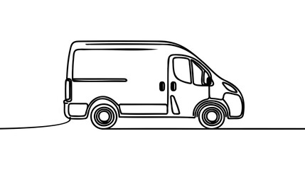 Single one line drawing delivery van. Vehicle concept. Continuous line draw design graphic vector illustration. © artisttop
