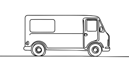 Single one line drawing delivery van. Vehicle concept. Continuous line draw design graphic vector illustration.