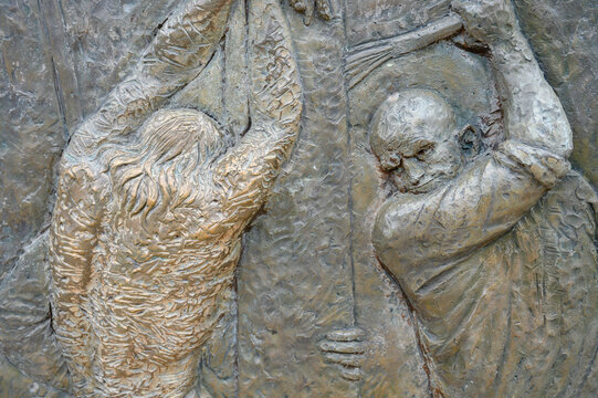 The Scourging at the Pillar &ndash; Second Sorrowful Mystery. A relief sculpture on Mount Podbrdo (the Hill of Apparitions) in Medjugorje.
