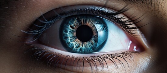 Close up of a blue iris in a person's eye