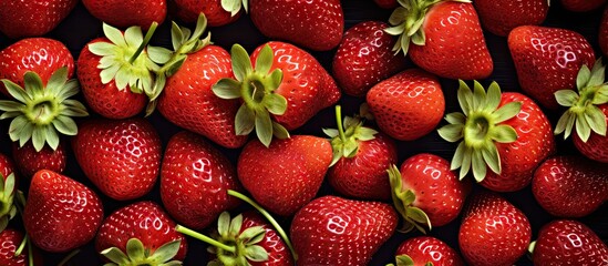 Close-up of strawberries with 'love' inscribed