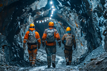 Three miners exiting a mining shaft: A glimpse into the world underground