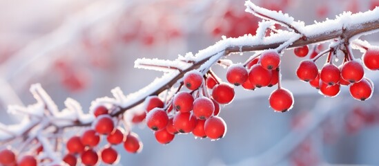 Snow-covered tree branch