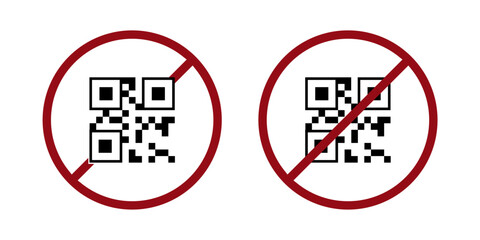 qr code ban prohibit icon. Not allowed scan bar code. Forbidden codes