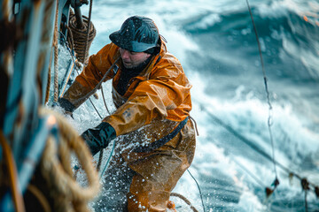 Seafarers embark on deep-sea fishing adventures - obrazy, fototapety, plakaty