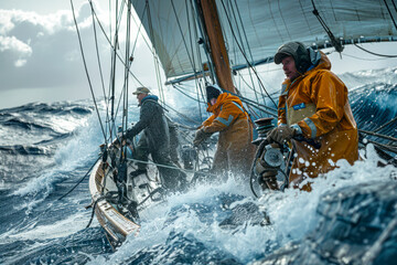 Seafaring Fishermen: Capturing the Thrills of Commercial Fishing on the Open Ocean - obrazy, fototapety, plakaty