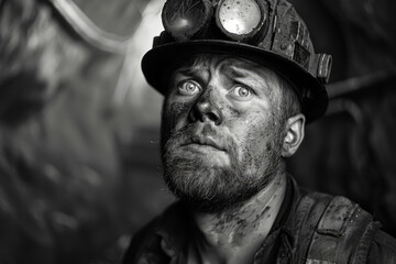 Exploring the Depths: A Miner's Portrait in the Heart of a Mining Shaft