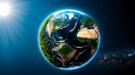 earth day concept, save the world, globe on moss, globe and forest, eco-friendly, planet earth, nature background, 8k