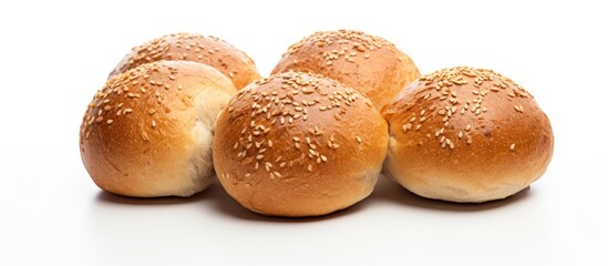 Crusty rolls isolated, buns with sesame seeds