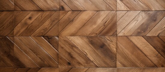 Wooden wall with herringbone pattern close up