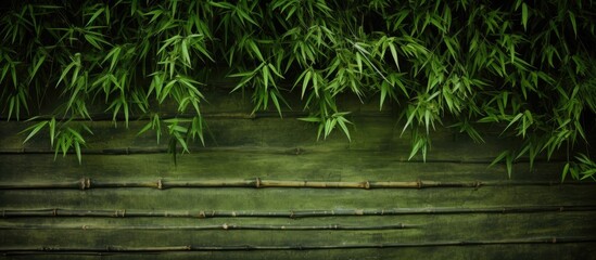 Green bamboo background covered with dirt and moss