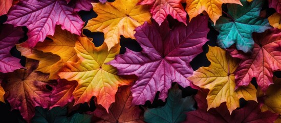 Colorful leaves close up view