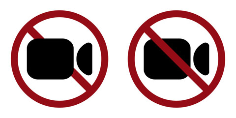video ban prohibit icon. Not allowed filming. Forbidden video recording