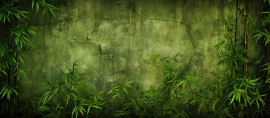 Green wall with bamboo plants - Powered by Adobe