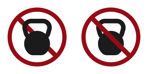 heavy weight ban prohibit icon. Not allowed access to exercise. Forbidden sport