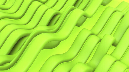 green wave pattern background 3d renderd