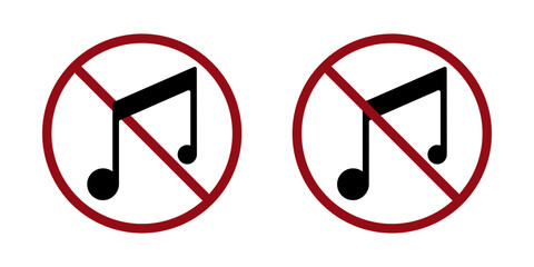 loud music ban prohibit icon. Not allowed listening to music . Forbidden noise - obrazy, fototapety, plakaty