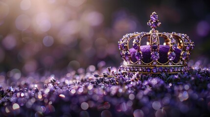 luxurious showcase for beauty and accessories with a regal touch using a majestic purple velvet center and royal crown border.