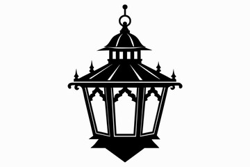lantern silhouette vector art illustration on white background