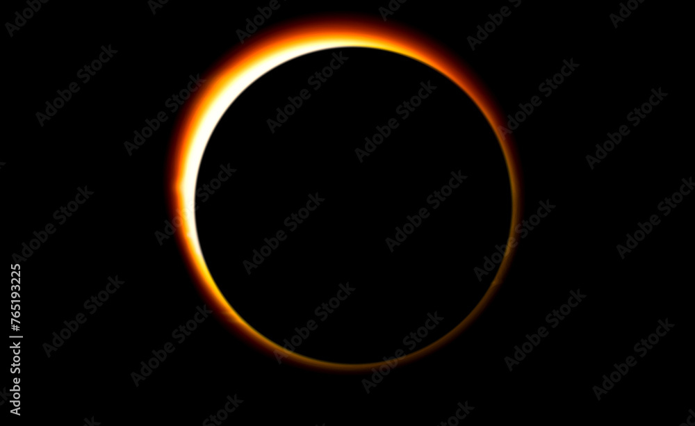 Poster dark glowing solar eclipse backdrop on isolated sky with ring shape sun light and moon in front. com