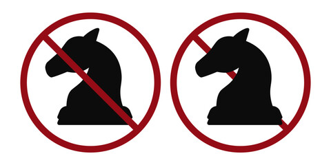 chess ban prohibit icon. Not allowed play chess. Forbidden games
