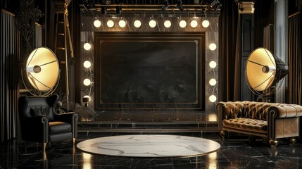 Create an elegant setting with Old Hollywood Glam charm, framed by a Black and White Film border for a vintage cinematic touch.