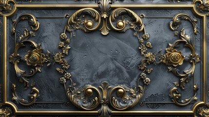 Create an extravagant showcase for high-end watches and luxury accessories, featuring opulent gold center and baroque ornament accents.