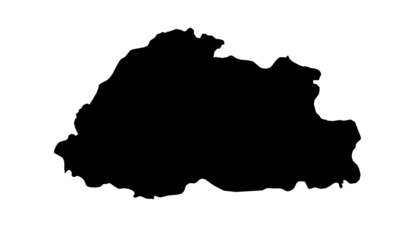 A contour map of Bhutan. Graphic illustration on a transparent background with black country's borders