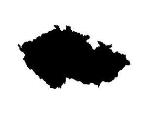 A contour map of Czechia. Graphic illustration on a transparent background with black country's borders - obrazy, fototapety, plakaty