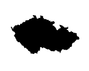 A contour map of Czechia. Graphic illustration on a transparent background with black country's borders