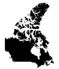 A contour map of Canada. Graphic illustration on a transparent background with black country's...